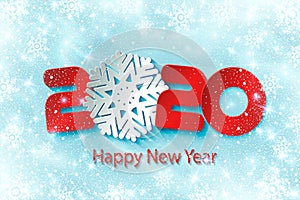 2020 Happy New Year with winter background. Vector