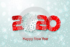 2020 Happy New Year with winter background. Vector