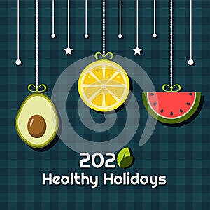2020 Healthy Holidays Abstract Card With Fruits