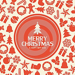 2020 Merry christmas flat icons vector illustration with different christmas elements