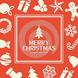 2020 Merry christmas flat icons vector illustration with different christmas elements