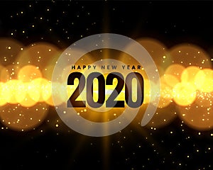 2020 new year celebration background with golden bokeh lights