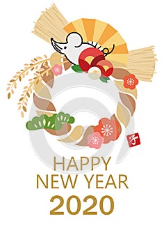 2020 New Year`s card design illustration / In Japanese