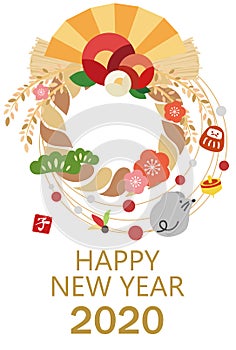 2020 New Year`s card design illustration / In Japanese