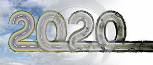 2020 Numbers As One Continuous Good to Bad Road - 3D Illustration