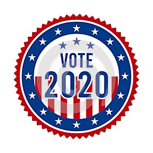 2020 Presidential Election Vote Badge - United States of America. USA Patriotic Stars and Stripes. American Democratic Republican