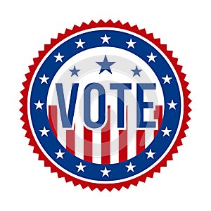 2020 Presidential Election Vote Badge - United States of America. USA Patriotic Stars and Stripes. American Democratic Republican