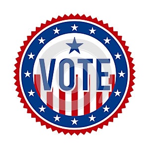 2020 Presidential Election Vote Badge - United States of America. USA Patriotic Stars and Stripes. American Democratic Republican