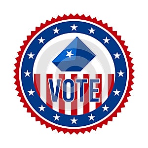 2020 Presidential Election Vote Badge - United States of America. USA Patriotic Stars and Stripes. American Democratic Republican