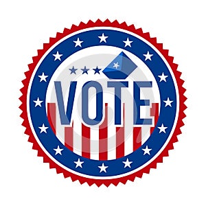 2020 Presidential Election Vote Badge - United States of America. USA Patriotic Stars and Stripes. American Democratic Republican