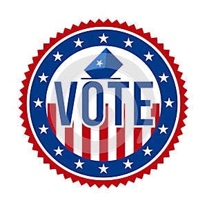 2020 Presidential Election Vote Badge - United States of America. USA Patriotic Stars and Stripes. American Democratic Republican