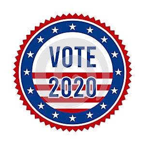 2020 Presidential Election Vote Badge - United States of America. USA Patriotic Stars and Stripes. American Democratic Republican