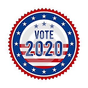 2020 Presidential Election Vote Badge - United States of America. USA Patriotic Stars and Stripes. American Democratic Republican