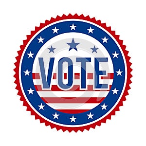 2020 Presidential Election Vote Badge - United States of America. USA Patriotic Stars and Stripes. American Democratic Republican