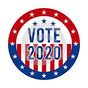 2020 Presidential Election Vote Badge - United States of America. USA Patriotic Symbol - American Flag. Democratic / Republican