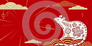 2020 rat happy new year vector background, chinese banner concept. Copy space. Isolated greeting card with mouse