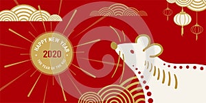 2020 rat happy new year vector background, chinese banner concept. Copy space. Isolated greeting card with mouse