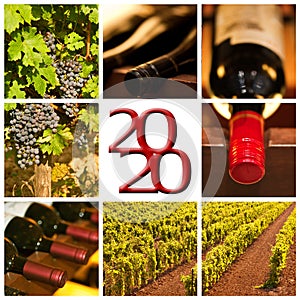 2020 red wine square photos collage greeting card
