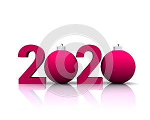 2020 rosso con bombe e sfondo bianco