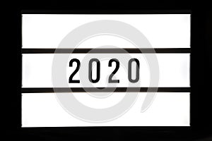 2020 text in a light box