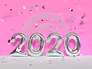 2020 type/text number pink wall scene 3d render