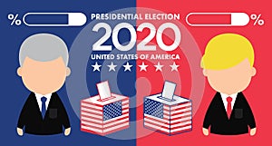 2020 United States of America Presidential Election Bannert Illustration with 2 Candidate and Ballot Box