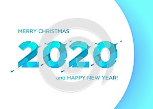 2020 Vector Liquid Numbers. Christmas Banner. Xmas Background Design. Calendar Cover Design. Creative Template for Christmas