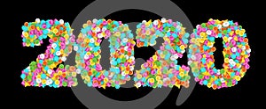 2020 Vector Multicolored Numbers Made of Colorful Confetti