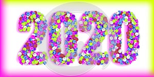 2020 Vector Multicolored Numbers Made of Colorful Confetti