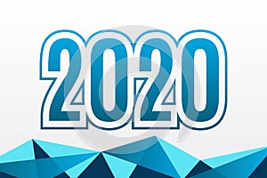 2020 vector symbol with triangle pattern. Happy New Year illustration for decoration, celebration, winter holiday