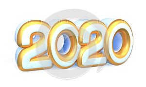 2020 Year Number Text isolated on White Background. 3D Illustration. 3d rendering