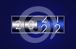 2021 2022 countdown timer isolated on blue background. Happy new year and Merry christmas