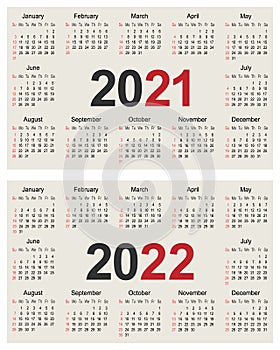 2021 and 2022 year calendar planner template