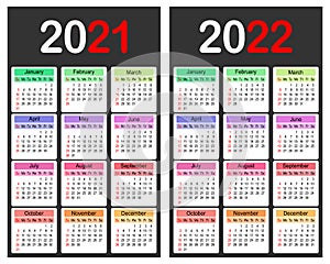 2021 and 2022 year calendar planner template