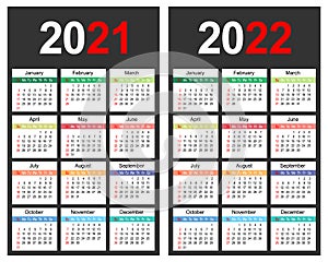 2021 and 2022 year calendar planner template