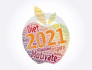 2021 apple word cloud collage, health concept background