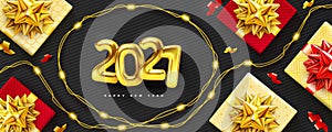 2021 background for Christmas and Happy New Year poster