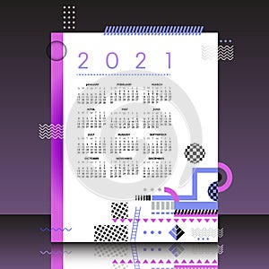 A 2021 calendar as an abstract