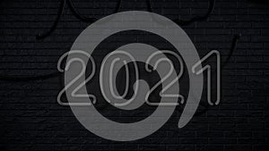 2021 Happy New Year 2021 Neon Sign New Years Concept Background Looped Animation