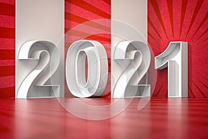 2021 happy new year abstract 3d illustration. 3d