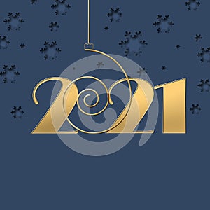 2021 happy new year background with golden ball