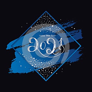 2021 Happy New Year blue template with lettering