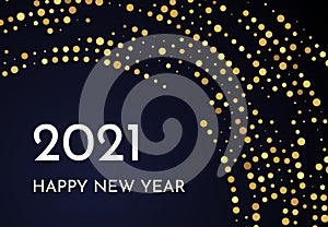 2021 Happy New Year of gold glitter pattern in circle form