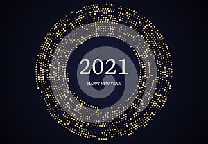 2021 Happy New Year of gold glitter pattern in circle form