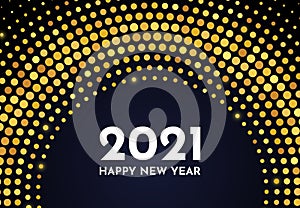 2021 Happy New Year of gold glitter pattern in circle form