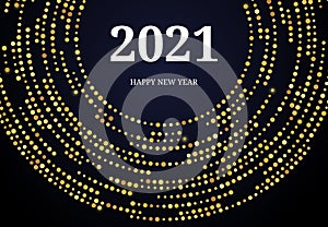 2021 Happy New Year of gold glitter pattern in circle form