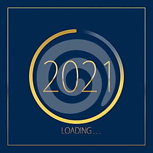 2021 happy new year golden loading progress bar isolated on blue background