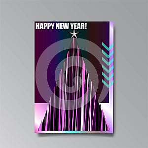 2021 happy new year invation luxury tempate, shiny glitch holograpic creative design