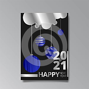 2021 happy new year invation luxury tempate, shiny glitch holograpic creative design