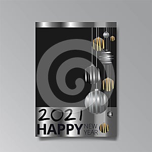 2021 happy new year invation luxury tempate, shiny glitch holograpic creative design